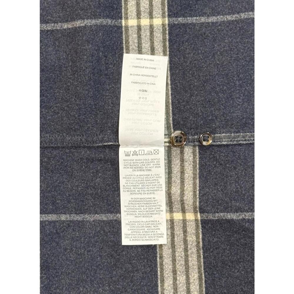 Men's Large J.Crew Navy Blue Plaid Flannel Oxford Elbow Pads Button Up Shirt! - Picture 5 of 5